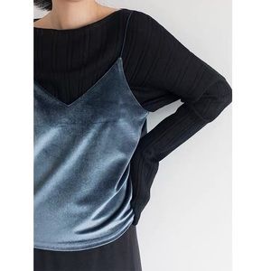 Blue velvet top